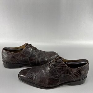 Studio Belvedere‎ Genuine Lizard Skin Dress Shoes Mens Sz 9.5 Brown Career Work